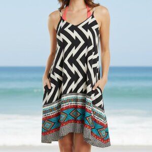 Azteca Patterns Swimsuit Cover Up for Women Chiffon V Neck Summer Beach Coverup